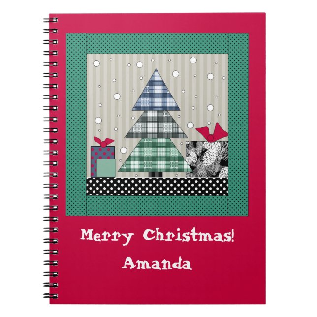 Christmas pattern, applique, new year, christmas   notebook (Front)