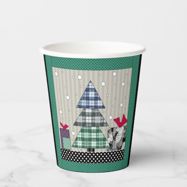 Christmas pattern, applique, new year, christmas  paper cups (Front)