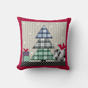 Christmas pattern, applique, new year, christmas t throw pillow
