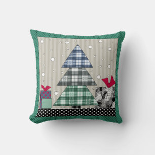 Christmas pattern, applique, new year, christmas throw pillow
