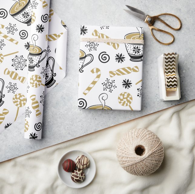  Christmas Pattern Art With Coffee   Wrapping Paper (Crafts)