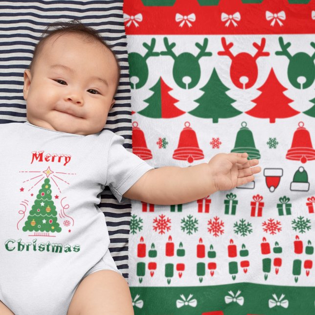 Christmas Pattern  Baby Blanket (christmas tree bells baby blanket,kids baby diaper changing blanket,kids room decor baby blanket)