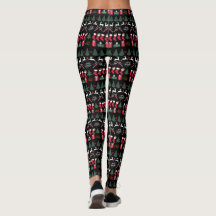 Christmas Pattern Black Leggings