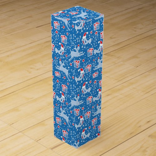 Christmas pattern blue bird  reindeer wine box