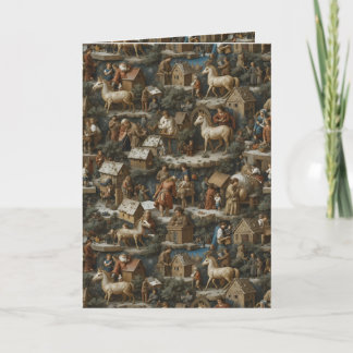 Christmas Pattern • Bruegel Style Vintage Art Holiday Card