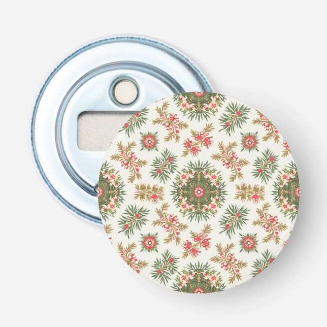 Christmas pattern Button Bottle Opener (Front)