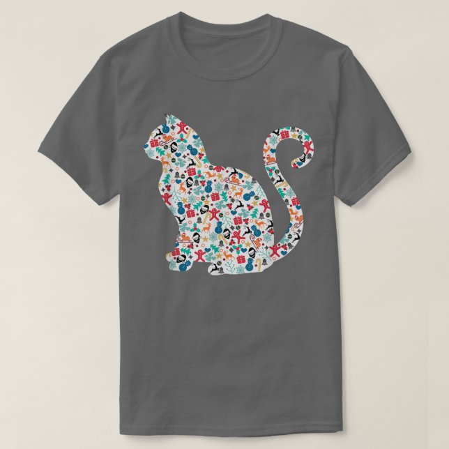 Christmas Pattern Cat Christmas  T-Shirt (Design Front)