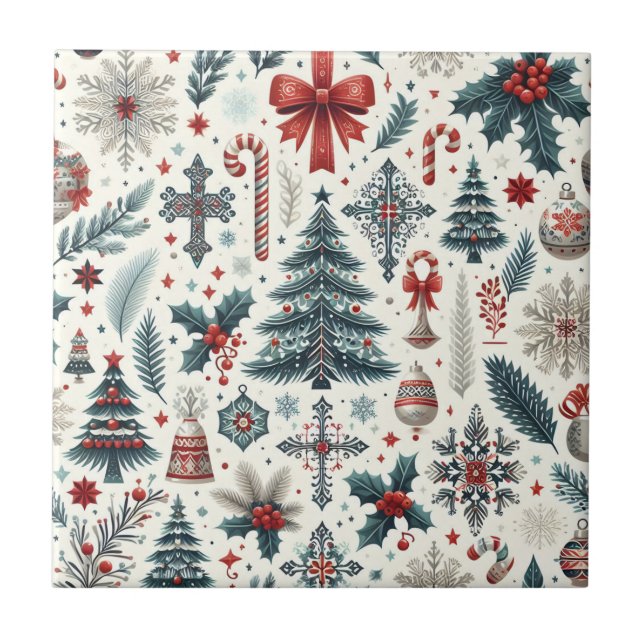Christmas Pattern Ceramic Tile (Front)