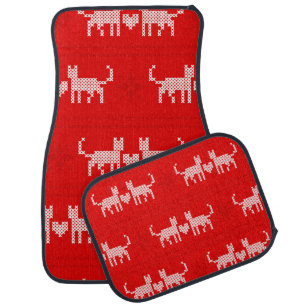 Christmas pattern cross-stitch cats in love with s car floor mat