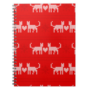 Christmas pattern cross-stitch cats in love with s notebook