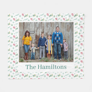 Christmas Pattern Custom Family Photo Fleece Blanket