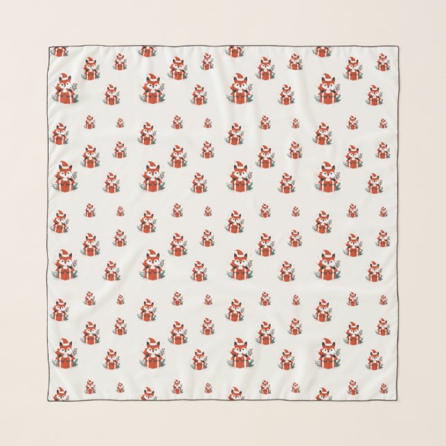 Christmas pattern - Cute red fox seamless pattern Scarf (Front)
