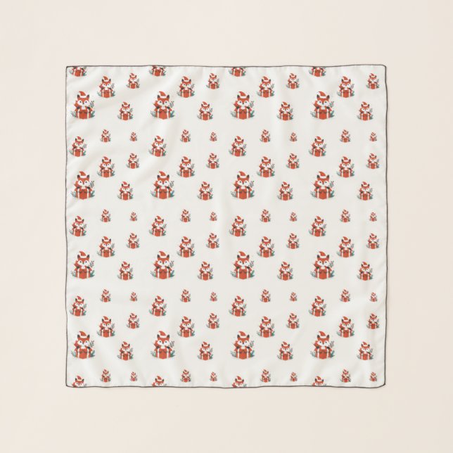 Christmas pattern - Cute red fox seamless pattern Scarf (Front)