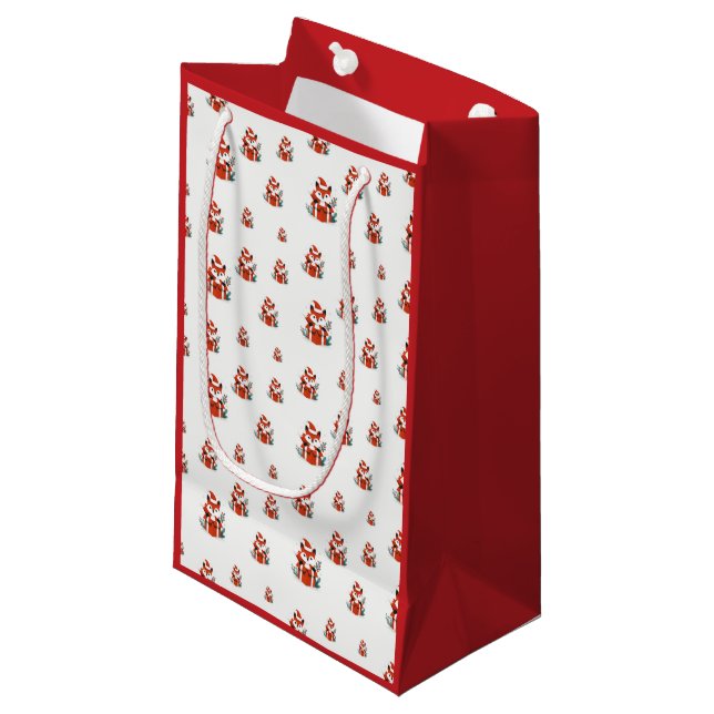 Christmas pattern - Cute red fox seamless pattern Small Gift Bag (Front Angled)