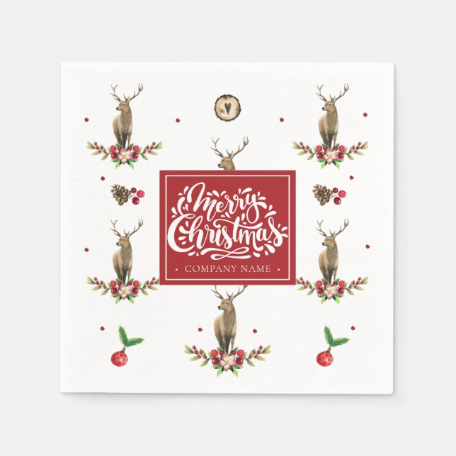 Christmas Pattern Deer Personalized Company Napkins (Front)
