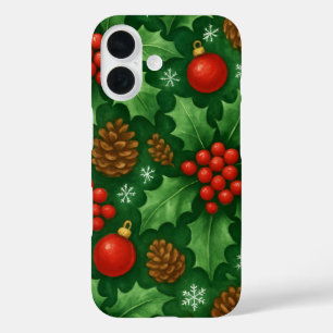 Christmas Pattern Festive Holiday Design iPhone 16 Case