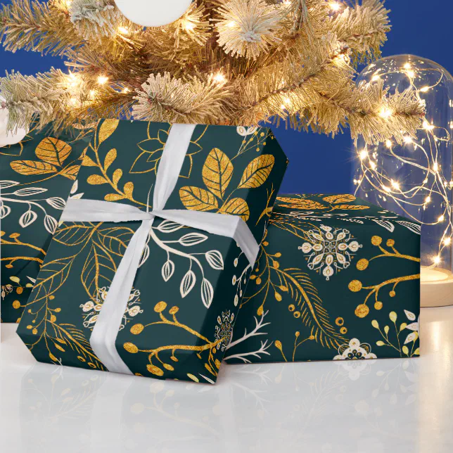 Christmas Pattern gold and white Wrapping Paper