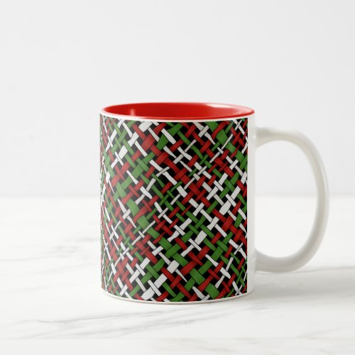 Christmas Pattern Graphical Woven Burlap Two_Tone Coffee Mug