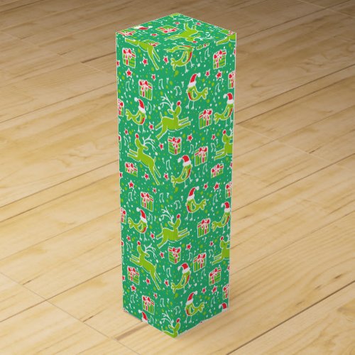 Christmas pattern green bird  reindeer wine box