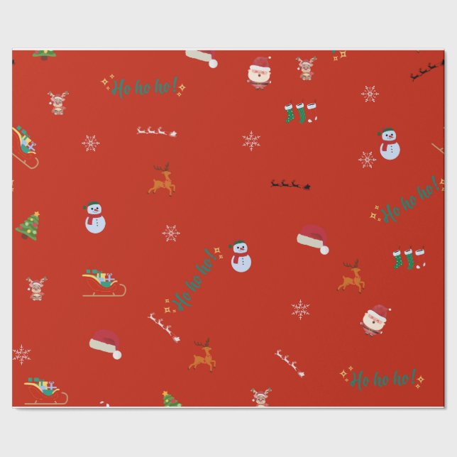 Christmas pattern HO! HO! HO! Wrapping Paper (Seam)