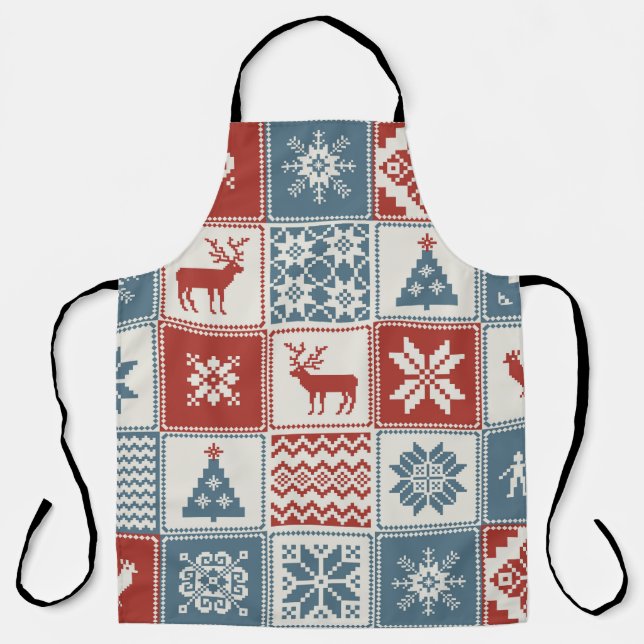 Christmas pattern in patchwork style. Traditional  Apron (Front)