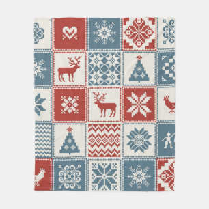 Christmas pattern in patchwork style. Traditional Fleece Blanket