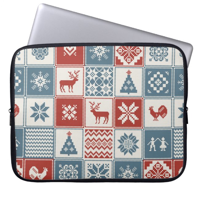Christmas pattern in patchwork style. Traditional  Laptop Sleeve (Front)