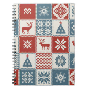 Christmas pattern in patchwork style. Traditional Notebook