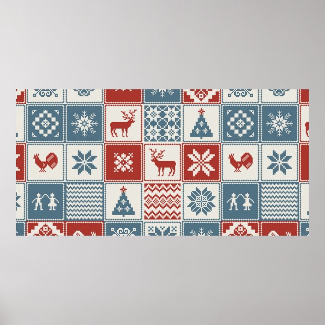 Christmas pattern in patchwork style. Traditional  Poster (Front)