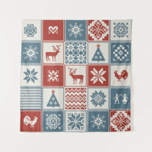 Christmas pattern in patchwork style. Traditional Tapestry