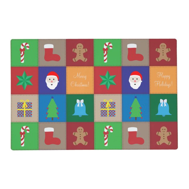 Christmas Pattern Laminated Placemat - Colorful (Front)