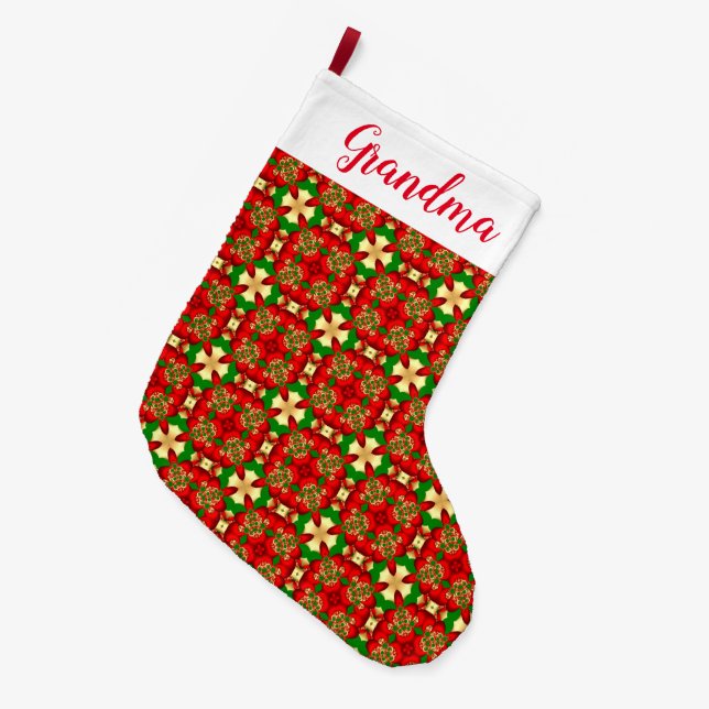 Christmas Pattern Large Christmas Stocking (Front (Hanging))