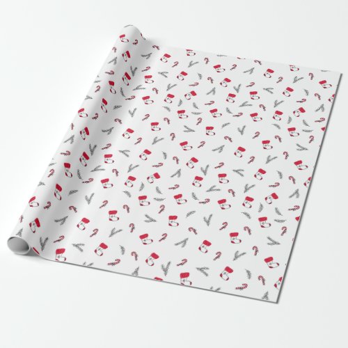 Christmas Pattern Of Gift Stockings Lollypops Wrapping Paper