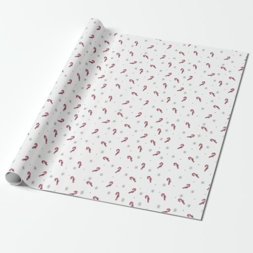 Christmas Pattern Of Lollypops And Snowflakes Wrapping Paper