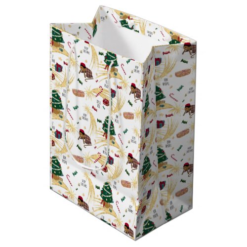 Christmas pattern on white medium gift bag