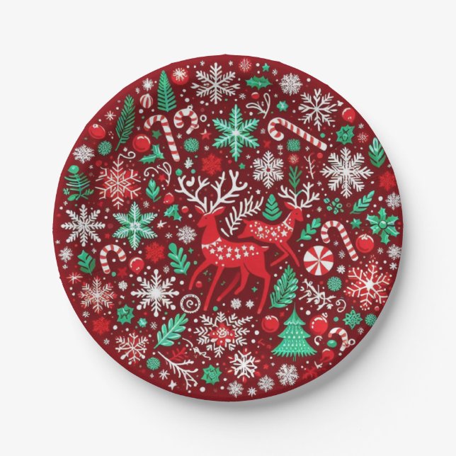 Christmas pattern paper plates (Front)