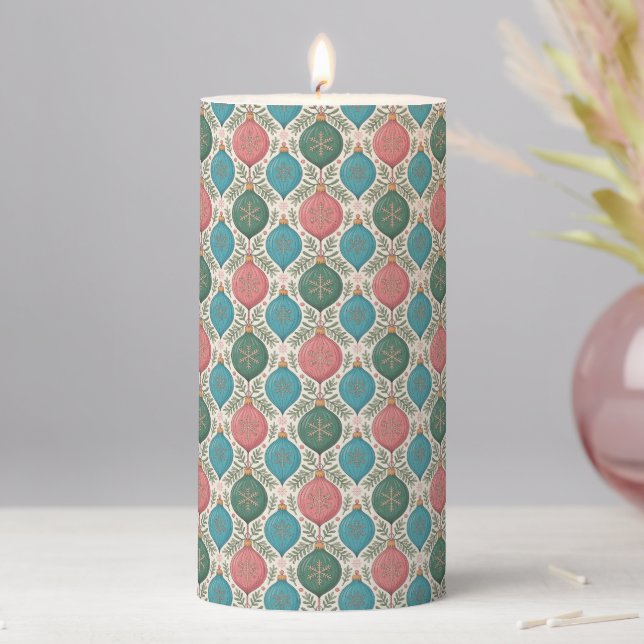 Christmas Pattern Pillar Candle (In Situ)