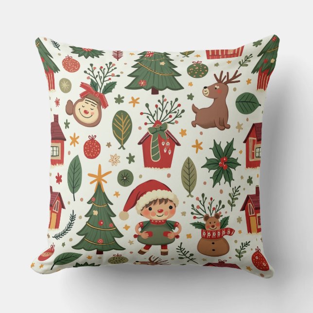 Christmas pattern pillow cushion (Front)