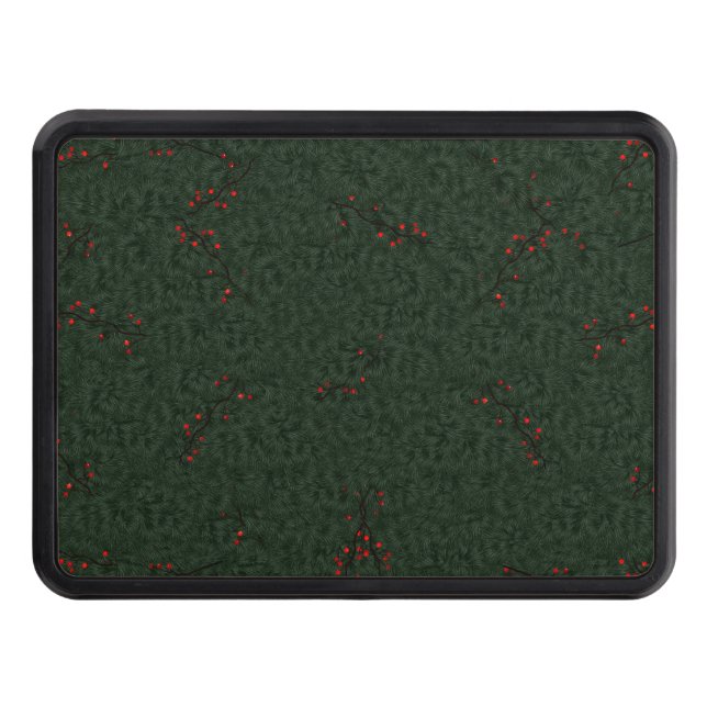 Christmas Pattern Pine Needles and Red Berries Hitch Cover (Front)