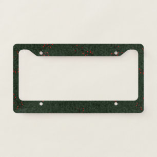 Christmas Pattern Pine Needles and Red Berries License Plate Frame