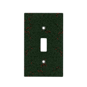 Christmas Pattern Pine Needles and Red Berries Light Switch Cover