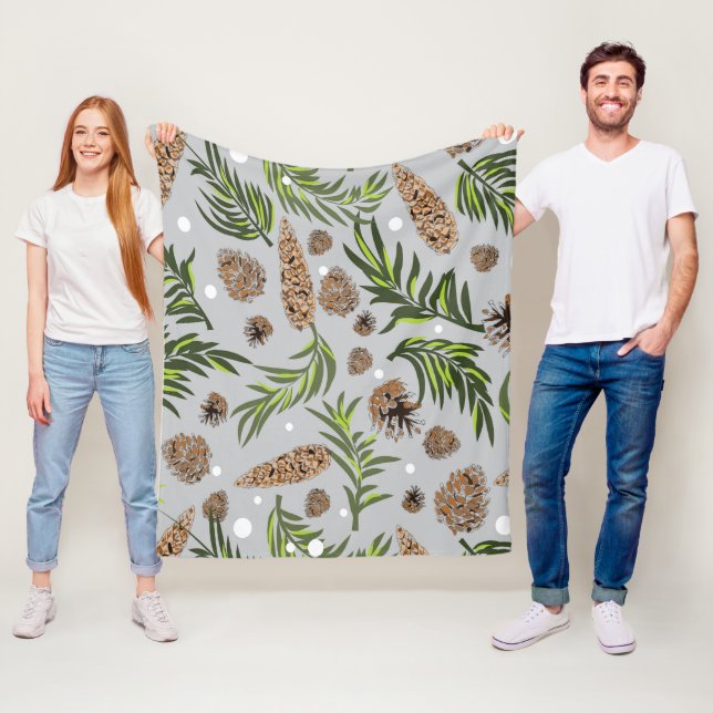 Christmas Pattern, Pine Snow 10 Fleece Blanket (In Situ)