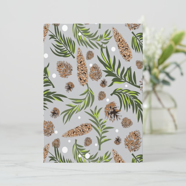 Christmas Pattern, Pine Snow 10 Thank You Card (Standing Front)