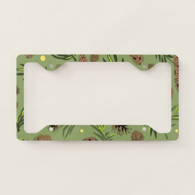 Christmas Pattern, Pine Snow 11 License Plate Frame (Front)