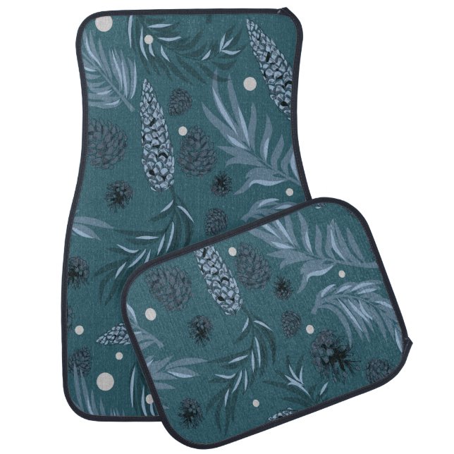 Christmas Pattern, Pine Snow 12 Car Floor Mat (Set)