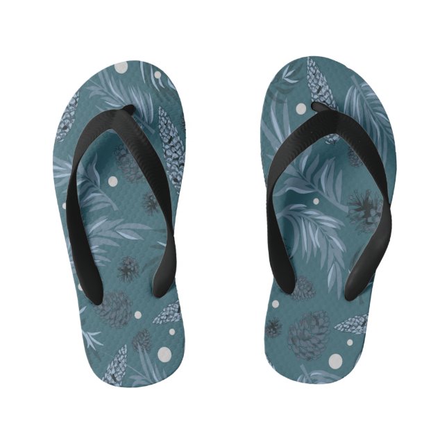 Christmas Pattern, Pine Snow 12 Kid's Flip Flops (Footbed)