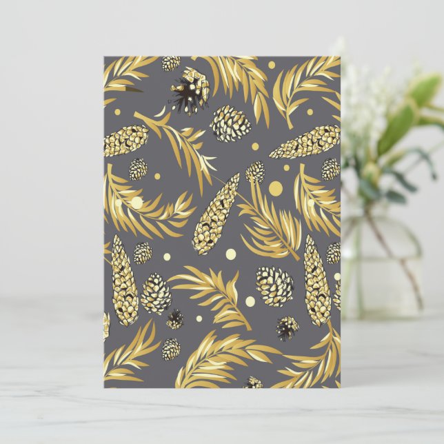 Christmas Pattern, Pine Snow 2 Thank You Card (Standing Front)