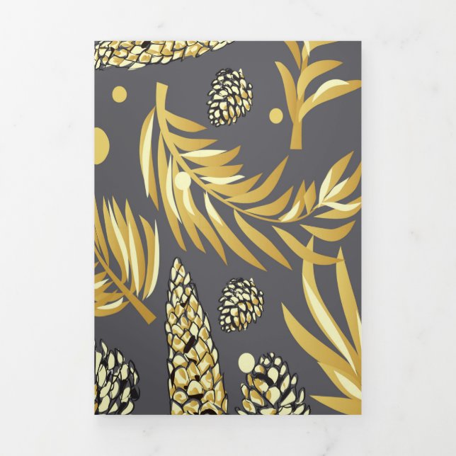 Christmas Pattern, Pine Snow 2 Tri-Fold Holiday Card (Cover)