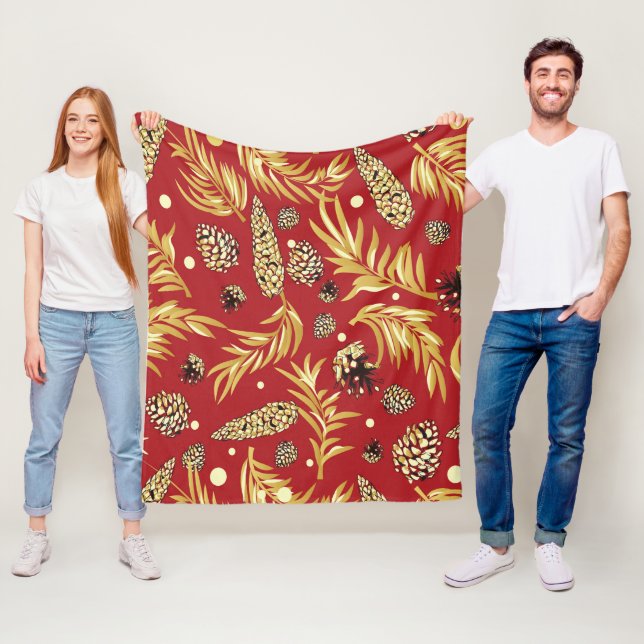 Christmas Pattern, Pine Snow 3 Fleece Blanket (In Situ)