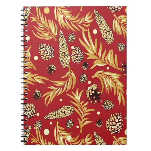 Christmas Pattern, Pine Snow 3 Notebook (Front)